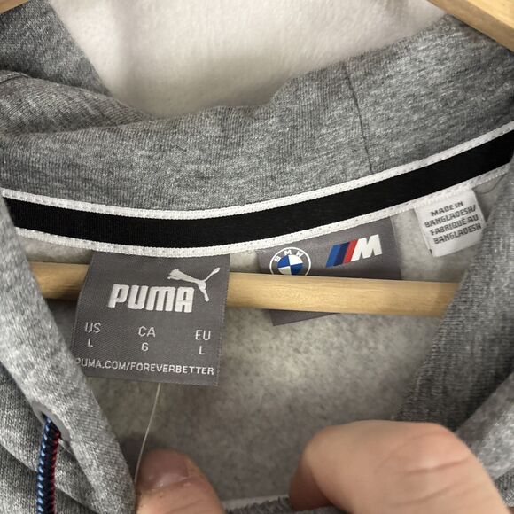 Puma BMW Motorsport ESS+ Hoodie Fleece Pullover Size Large Gray 627498-03 NWT - Picture 5 of 8
